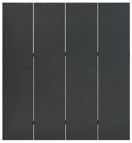 335900 vidaXL Paravan de cameră cu 4 panouri, antracit, 160x180 cm, oțel