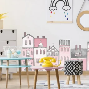 INSPIO Autocolante pentru perete - Case roz