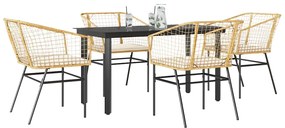 vidaXL Set mobilier de grădină cu perne 5 piese maro sticlă polirattan