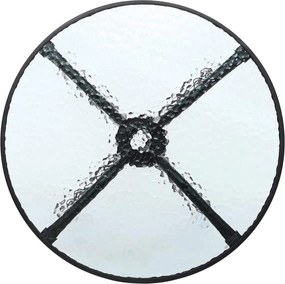 Masa gradina rotunda cu blat de sticla ISLAND 90 cm, negru