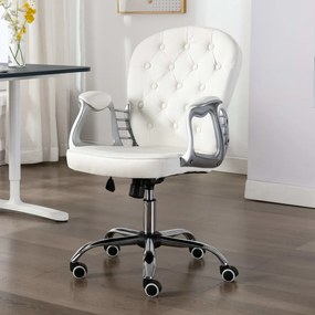 Scaun de birou rotativ, alb, piele ecologică