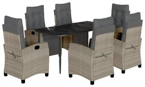 3213034 vidaXL Set mobilier de grădină cu perne, 7 piese gri deschis poliratan