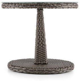 Tabula, masă, 50 cm, sticlă, poliuretan, aluminiu, maro