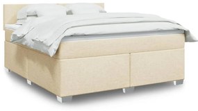 vidaXL Pat continental cu saltea, crem, 180x200 cm, textil