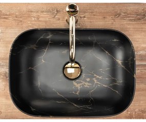 REA-U8908 - Lavoar BELINDA pentru blat 33,5x46,5 cm ceramică/negru/decor marmură
