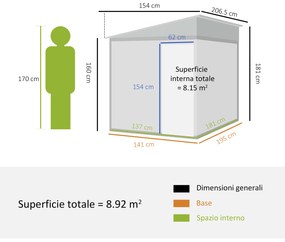 Outsunny Căsuță din Oțel pentru Grădină cu Bază, Magazie cu Ușă Glisantă, 154x206.5x160/181 cm, Alb | Aosom Romania