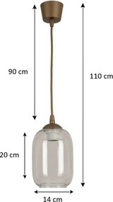 Brilagi - Lustră LED suspendată pe cablu R GLASS 1xE27/60W/230V Ø 14 cm maro/gri fumuriu