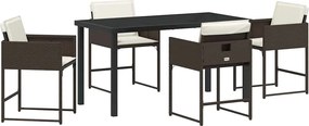 vidaXL Set de masă pentru grădină 5 pcs Maro poliratan