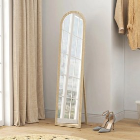Oglindă HOMCOM de Podea și de Perete cu Suport, efect de Piatră, 40x160cm, Bej. | Aosom Romania