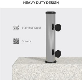 Outsunny Baza Umbrelă Gradină 25kg Granit Oțel Inoxidabil pentru Stâlpi Ø32-48mm | Aosom Romania