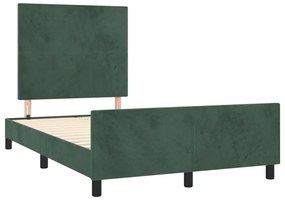 3270569 vidaXL Cadru de pat cu tăblie, verde închis, 120x190 cm, catifea