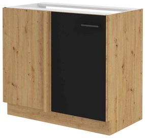 Dulap inferior de bucătărie Miraluna (Stejar artisan + Negru mat). 1062372
