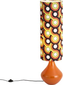 Lampă de podea retro portocalie cu abajur textil multicolor - Mina