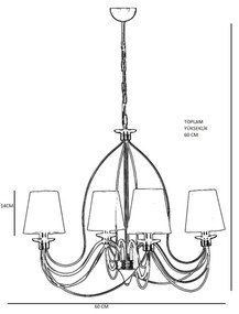 Candelabru cu lanț CLASSIC 4xE14/40W/230V bronz/bej