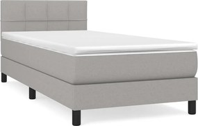 vidaXL Pat box spring cu saltea, gri deschis, 100x200 cm, textil