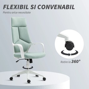 HOMCOM Scaun pentru Birou sau Gaming în Material Textil cu Spătar Înalt Verde | Aosom Romania