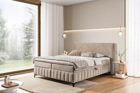Pat Boxspring Wasil 160x200 cu spațiu de depozitare - catifea bej Element 6