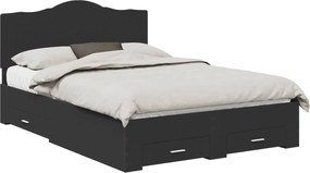 vidaXL Cadru de pat cu headboard Negru 150 x 200 cm Lemn compozit