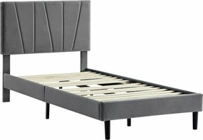 Pat tapițat SAVANA VELVET 90x200 cm gri