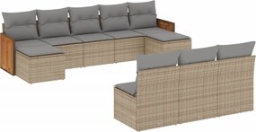 vidaXL Set canapele de grădină cu perne, 10 piese, bej, poliratan