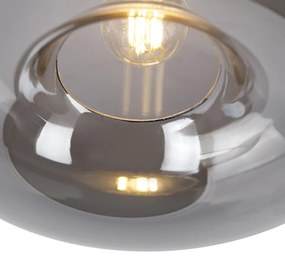 Plafoniera Art Deco neagra cu sticla fumurie - Busa