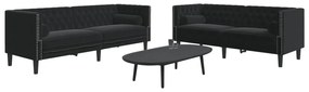 3209296 vidaXL Set canapele Chesterfield cu perne rulou 2 piese negru catifea