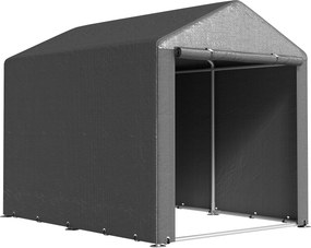 Outsunny Garaj pentru Motociclete, Bicilete sau Unelte de Exterior cu Intrare cu Fermoar, 160x218x172 cm, Gri Închis | Aosom Romania