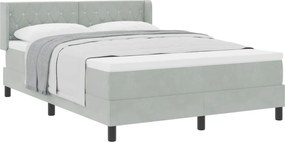 vidaXL Pat cu arcuri cu saltea Gri deschis 190 x 140 cm Catifea