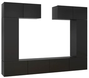 Set comode TV, 6 buc., negru, PAL Negru, 30.5 x 30 x 90 cm, 6