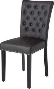 Set 2 scaune Stil Baroc, Piele Sintetica, Negru Vintage, CASTLE