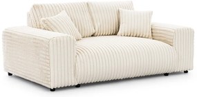 Canapea crem cu tapițerie din catifea reiată 178 cm Justin – Ropez