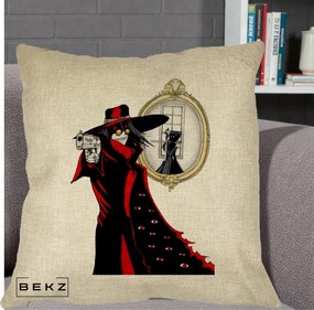 Perna Personalizata Hellsing Alucard cu Pistoale, 40x40 cm, Crem, Husa Detasabila, Perna Inclusa, BEKZ®