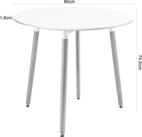 OFERTA Masă de dining rotundă albă KAMI 80x80 cm Calitatea II