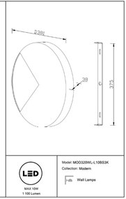 Aplica de perete cu lumina ambientala LED Jupiter, diametru 38,1cm
