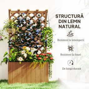 Outsunny Pat de Grădină Ridicat din Lemn cu Spalier și Pergolă 64x33x122 cm | Aosom Romania