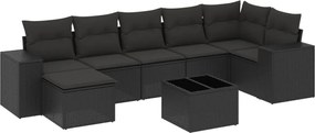 vidaXL Set mobilier de grădină cu perne, 8 piese, negru, poliratan