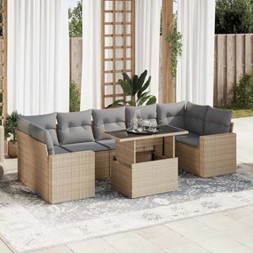 vidaXL Set canapele de grădină, 8 piese, cu perne, bej, poliratan