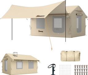 Outsunny Corturi Gonflabile Impermeabile pentru Glamping cu Orificiu pentru Sobă pentru 6-8 Persoane | Aosom Romania