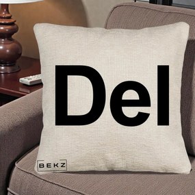 Perna Personalizata Tasta Del Tipografie Bold, 40x40 cm, Bej Canapea, Husa Detasabila, Perna Inclusa, BEKZ®