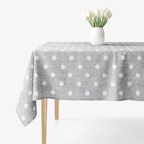 Goldea față de masă decorativă loneta - buline albe pe gri 100 x 100 cm