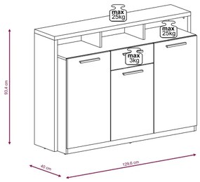 Comodă LEBY stejar sonoma/alb
