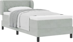 vidaXL Pat cu arcuri cu saltea Gri deschis 90 x 200 cm Catifea