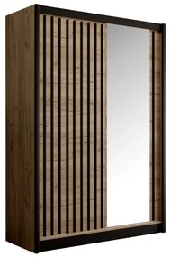 Dulap cu uşi glisante, negru / stejar craft, 150x215 cm, LADDER