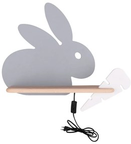 Aplică LED cu raft pentru copii RABBIT LED/4W/230V gri/alb/lemn