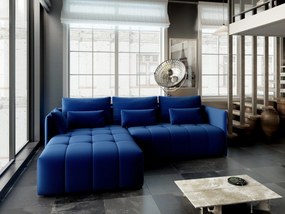 Colțar extensibil dumonde cu ladă de depozitare si sezut confortabil din spuma high-density, Malta Royal Blue 235x185 cm