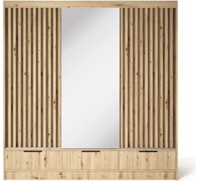 Șifonier cu 3 uși glisante si oglinda, 180x60x204 cm, Voodi III, Eltap