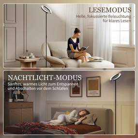 HOMCOM Lampă RGB de podea, lampă dimabilă cu posibilități de iluminare multicoloră, rotativă, Negru | Aosom Romania