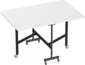 HOMCOM Masă de Dining Pliabilă, Masă Rabatabilă cu Roți și Frâne pentru 4-6 Persoane, Birou Compact cu Structură din Oțel, pentru Living, 120x80x73 cm, Alb cu Aspect de Lemn | Aosom Romania