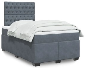 vidaXL Pat box spring cu saltea, gri închis, 120x200 cm, catifea