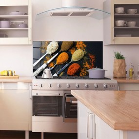 Panou Sticla Bucatarie, 60x150cm, Protectie aragaz, Antistropi, Termorezistent, Alimente, Condimente, Spoons With Spices